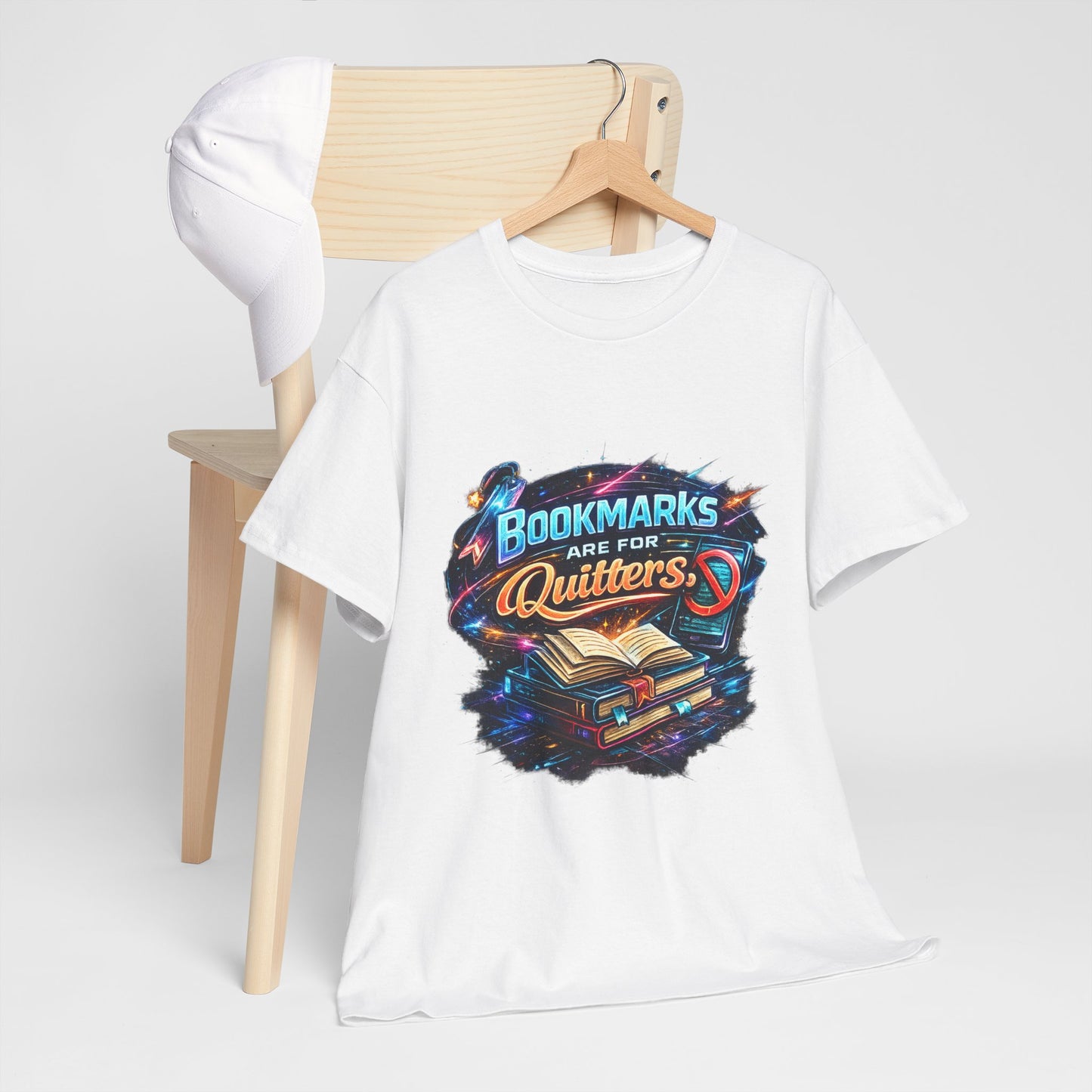 "Bookmarks Are For Quitters" Vintage Book Lover Tee T-Shirt