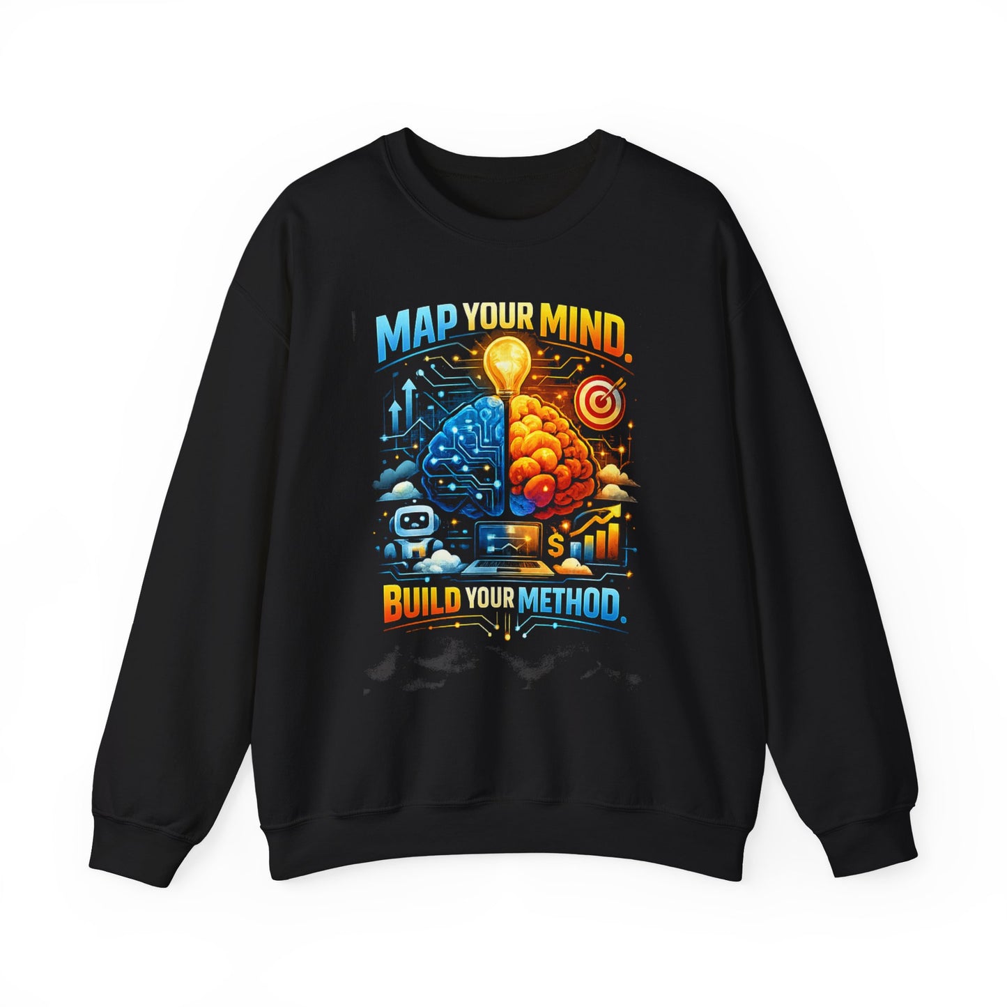 Map Your Mind Crewneck Sweatshirt — Build Your Method Brain Graphic Pullover