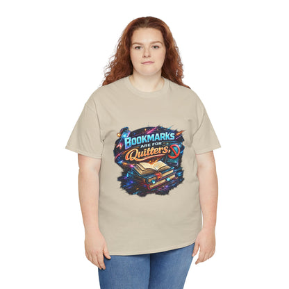 "Bookmarks Are For Quitters" Vintage Book Lover Tee T-Shirt