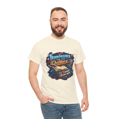 "Bookmarks Are For Quitters" Vintage Book Lover Tee T-Shirt