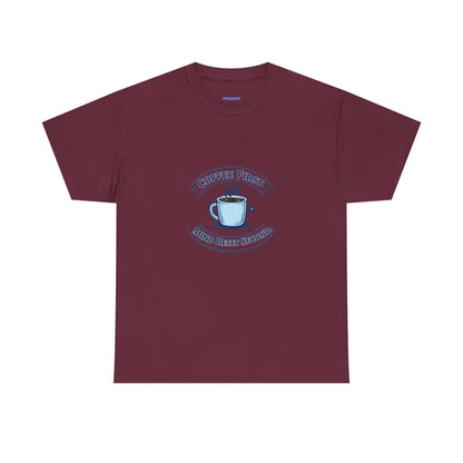 Coffee First Tee — "Coffee First, Mind Reset Second" Graphic T-Shirt