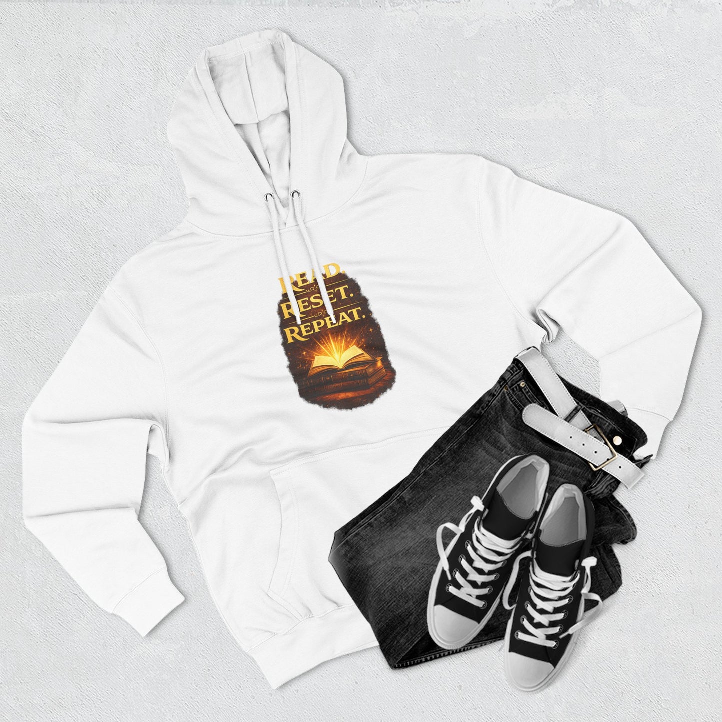 Hoodie — 'Read. Resist. Repeat.' Book Lover Graphic Pullover
