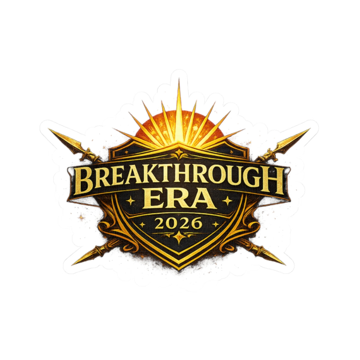 Breakthrough Era 2026 Kiss-Cut Sticker — Gold Shield Logo Laptop Decal