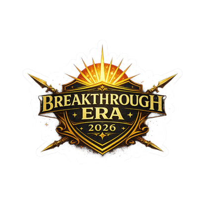 Breakthrough Era 2026 Kiss-Cut Sticker — Gold Shield Logo Laptop Decal