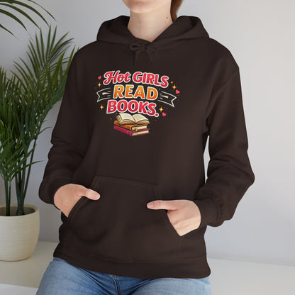 "Hot Girls Read Books" Hoodie - Cozy Literary Graphic Hoodie