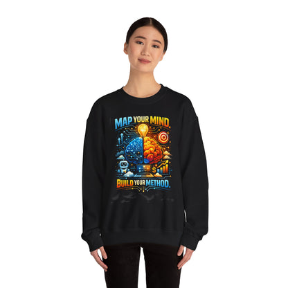 Map Your Mind Crewneck Sweatshirt — Build Your Method Brain Graphic Pullover