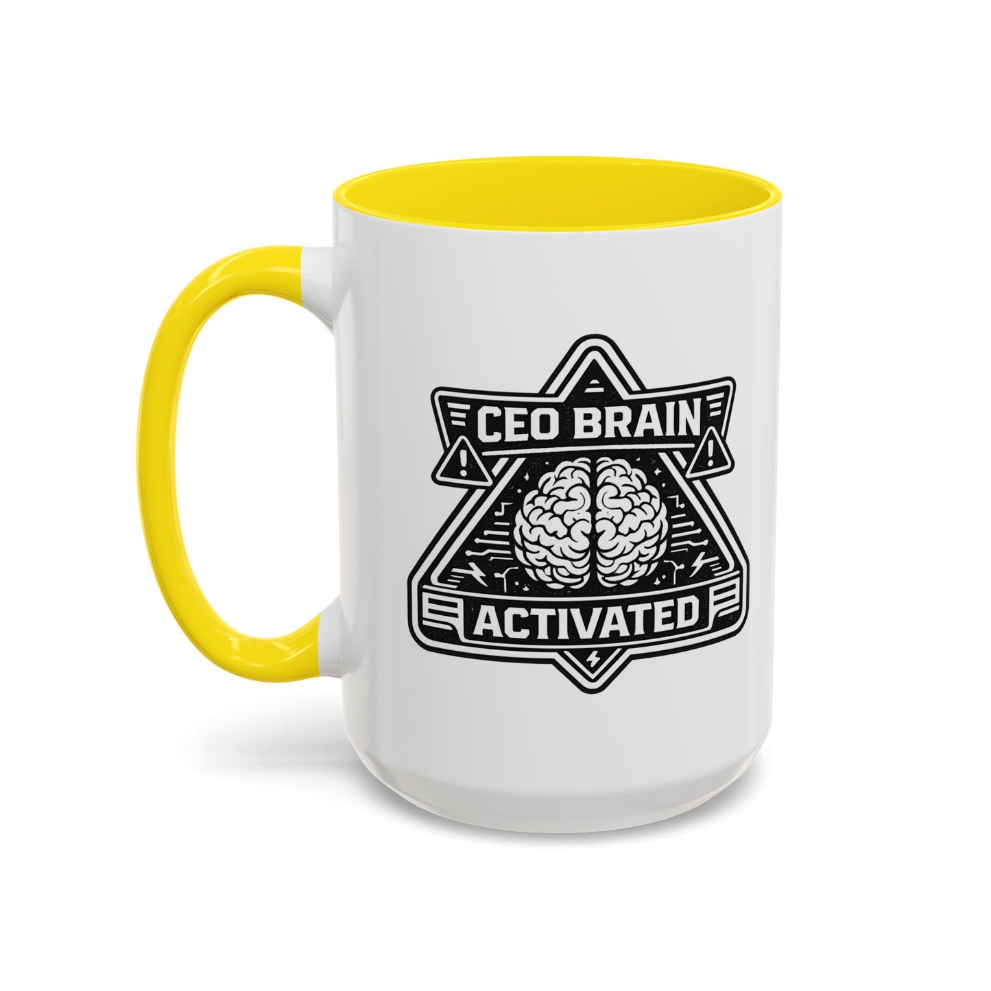 "CEO Brain Activated" Adventure Crew Coffee Mug — Retro Badge Accent 11/15oz
