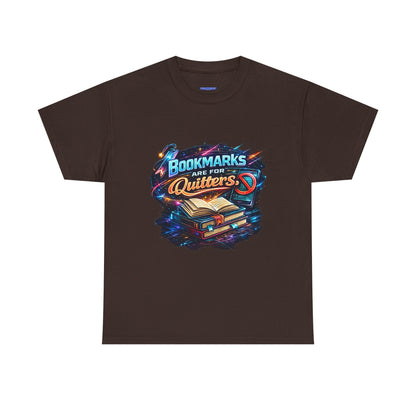 "Bookmarks Are For Quitters" Vintage Book Lover Tee T-Shirt