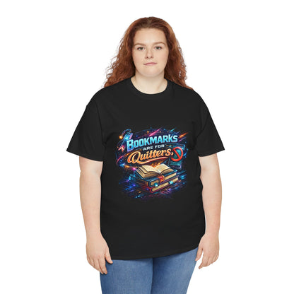 "Bookmarks Are For Quitters" Vintage Book Lover Tee T-Shirt