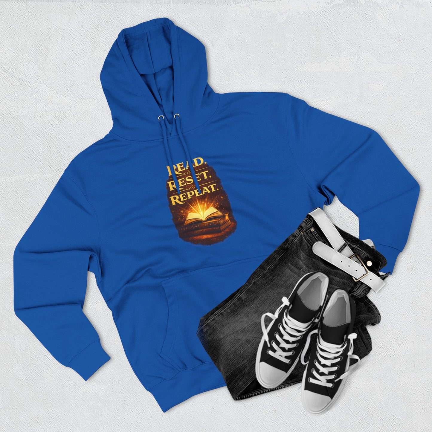 Hoodie — 'Read. Resist. Repeat.' Book Lover Graphic Pullover