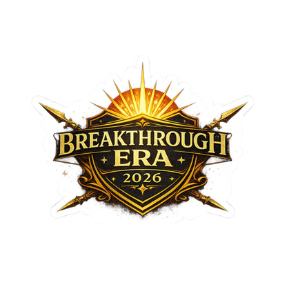 Breakthrough Era 2026 Kiss-Cut Sticker — Gold Shield Logo Laptop Decal