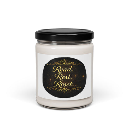Read Rest Reset Soy Candle — 9oz Scented Relaxation Jar