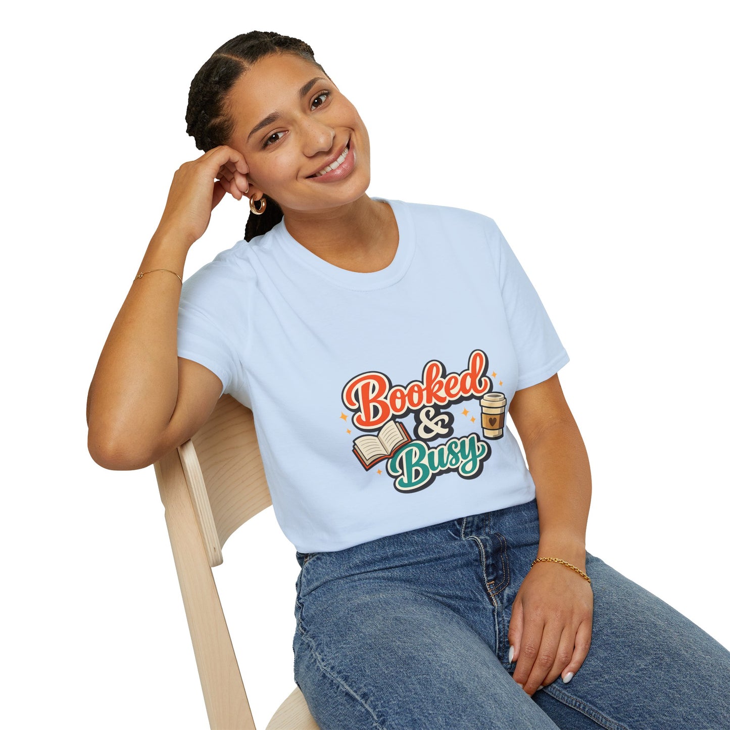 "Booked & Busy" T-Shirt — Book Lover Coffee Graphic Tee