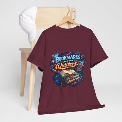"Bookmarks Are For Quitters" Vintage Book Lover Tee T-Shirt