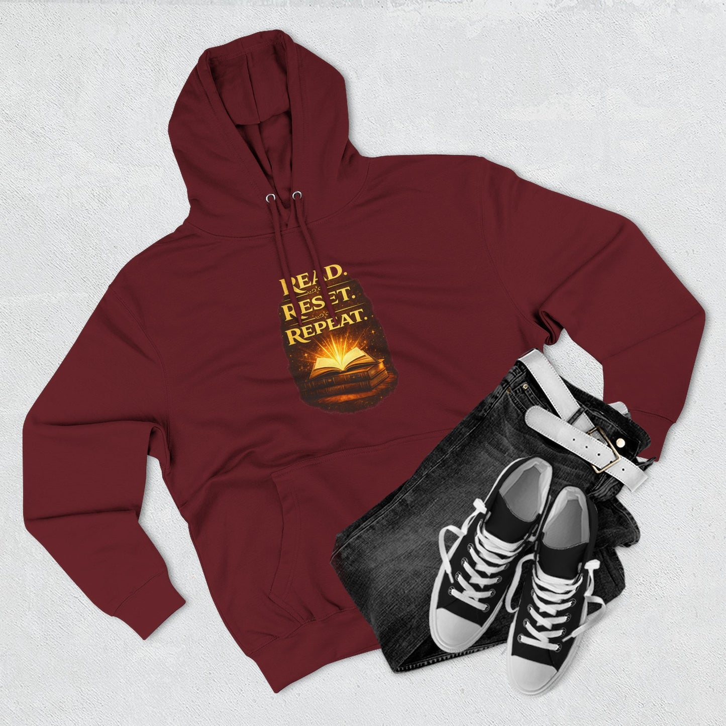 Hoodie — 'Read. Resist. Repeat.' Book Lover Graphic Pullover