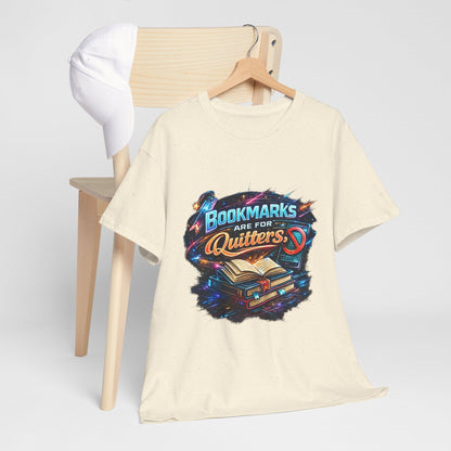 "Bookmarks Are For Quitters" Vintage Book Lover Tee T-Shirt
