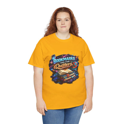 "Bookmarks Are For Quitters" Vintage Book Lover Tee T-Shirt