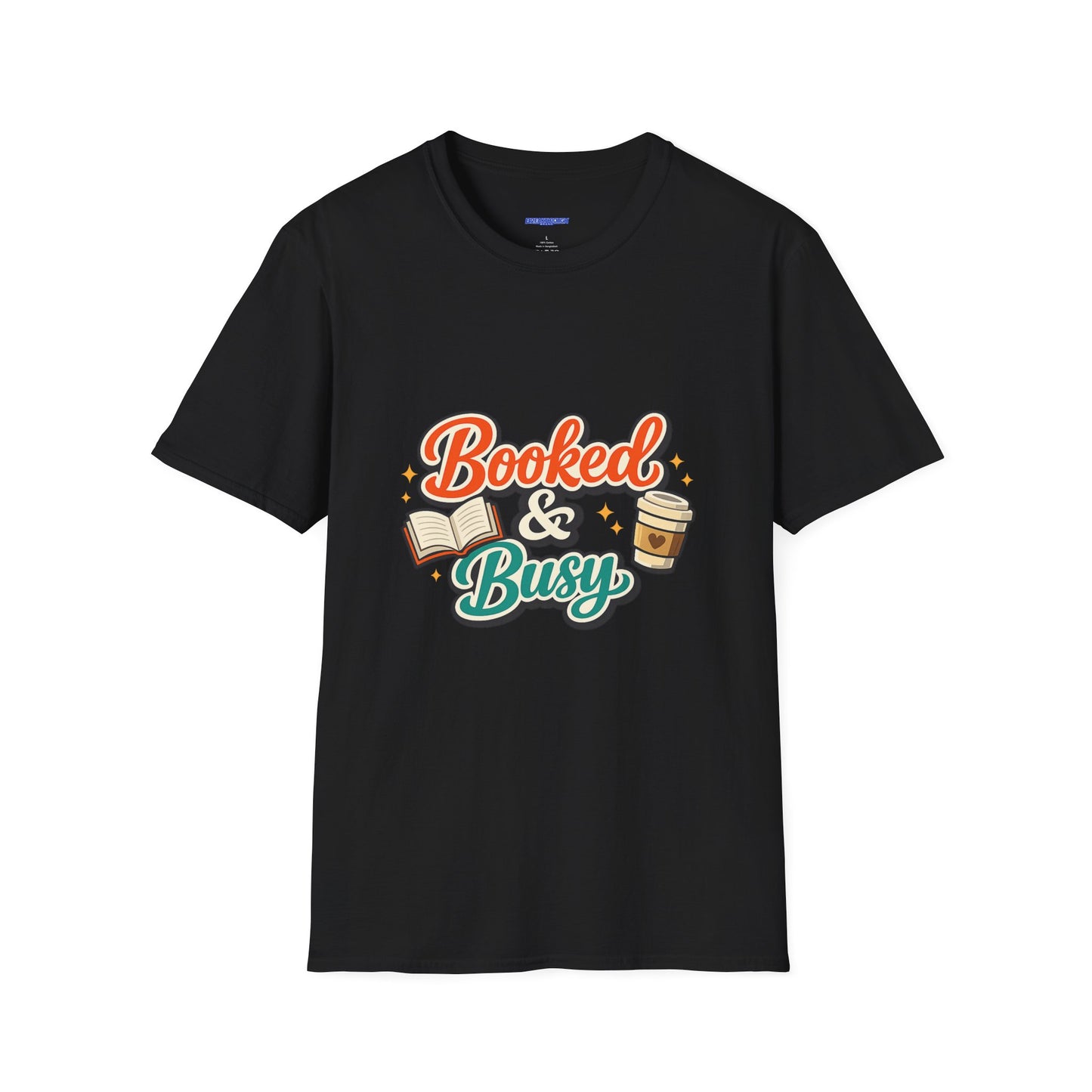"Booked & Busy" T-Shirt — Book Lover Coffee Graphic Tee