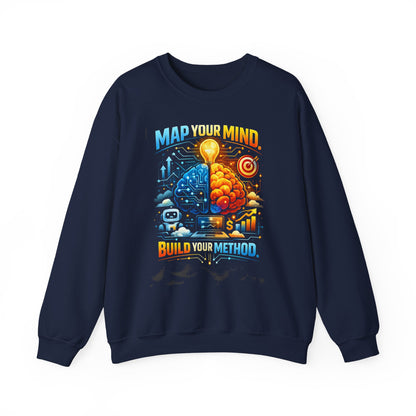 Map Your Mind Crewneck Sweatshirt — Build Your Method Brain Graphic Pullover
