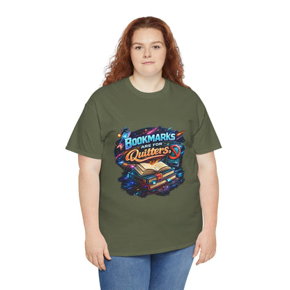 "Bookmarks Are For Quitters" Vintage Book Lover Tee T-Shirt