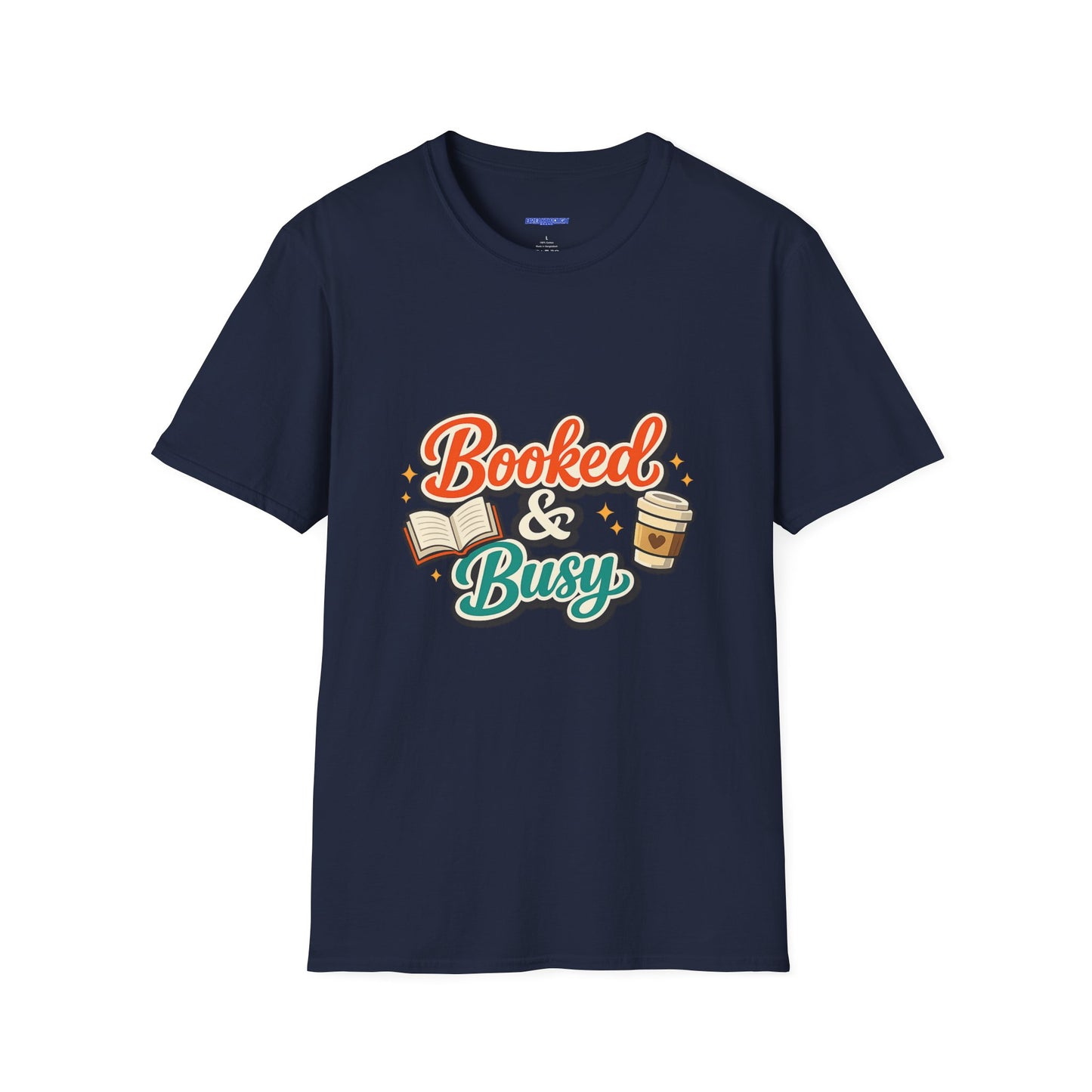"Booked & Busy" T-Shirt — Book Lover Coffee Graphic Tee