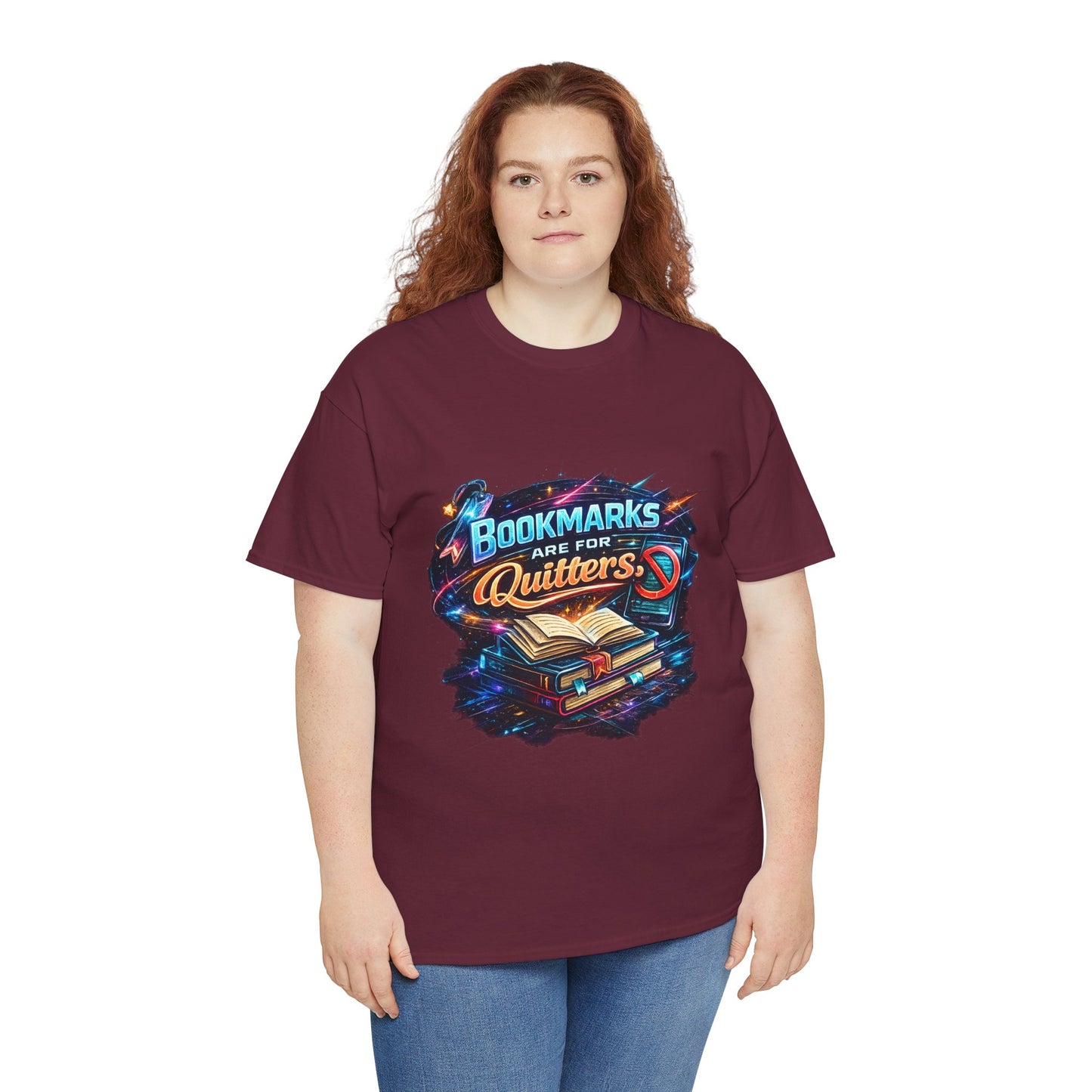 "Bookmarks Are For Quitters" Vintage Book Lover Tee T-Shirt