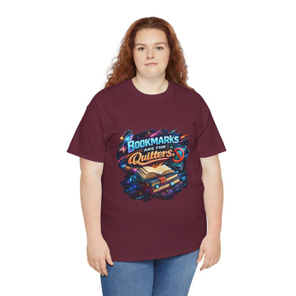 "Bookmarks Are For Quitters" Vintage Book Lover Tee T-Shirt