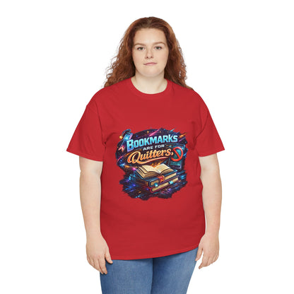 "Bookmarks Are For Quitters" Vintage Book Lover Tee T-Shirt