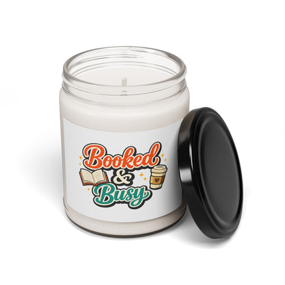Booked & Busy Soy Candle — 9 oz Scented Jar for Book Lovers & Coffee Fans