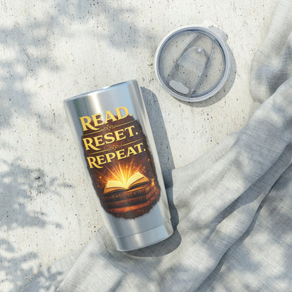 Read Reset Repeat 20oz Tumbler — Book Lover Travel Mug