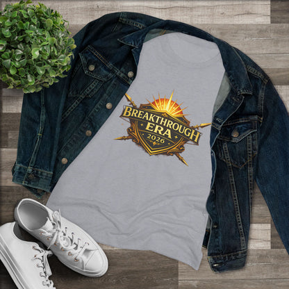 Breakthrough Era 2026 Women's Tee — Inspirational Sunrise Crest Graphic