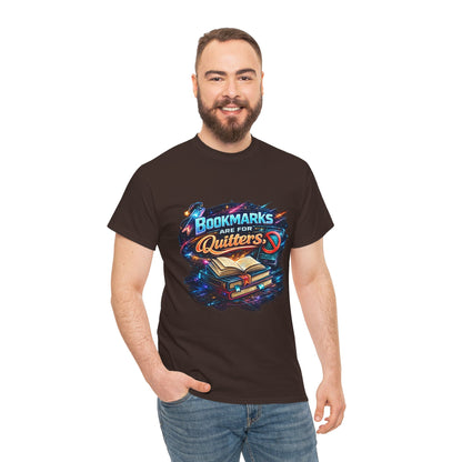 "Bookmarks Are For Quitters" Vintage Book Lover Tee T-Shirt
