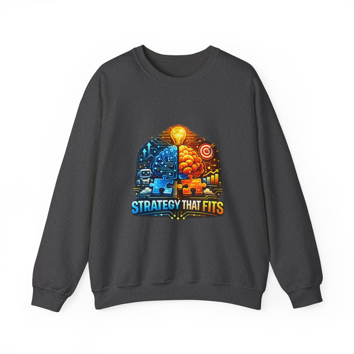 Crewneck Sweatshirt – "Strategy That Fits" Brainstorm Graphic