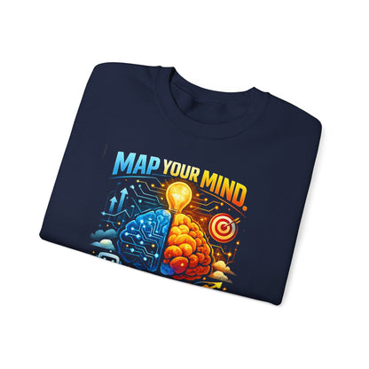 Map Your Mind Crewneck Sweatshirt — Build Your Method Brain Graphic Pullover
