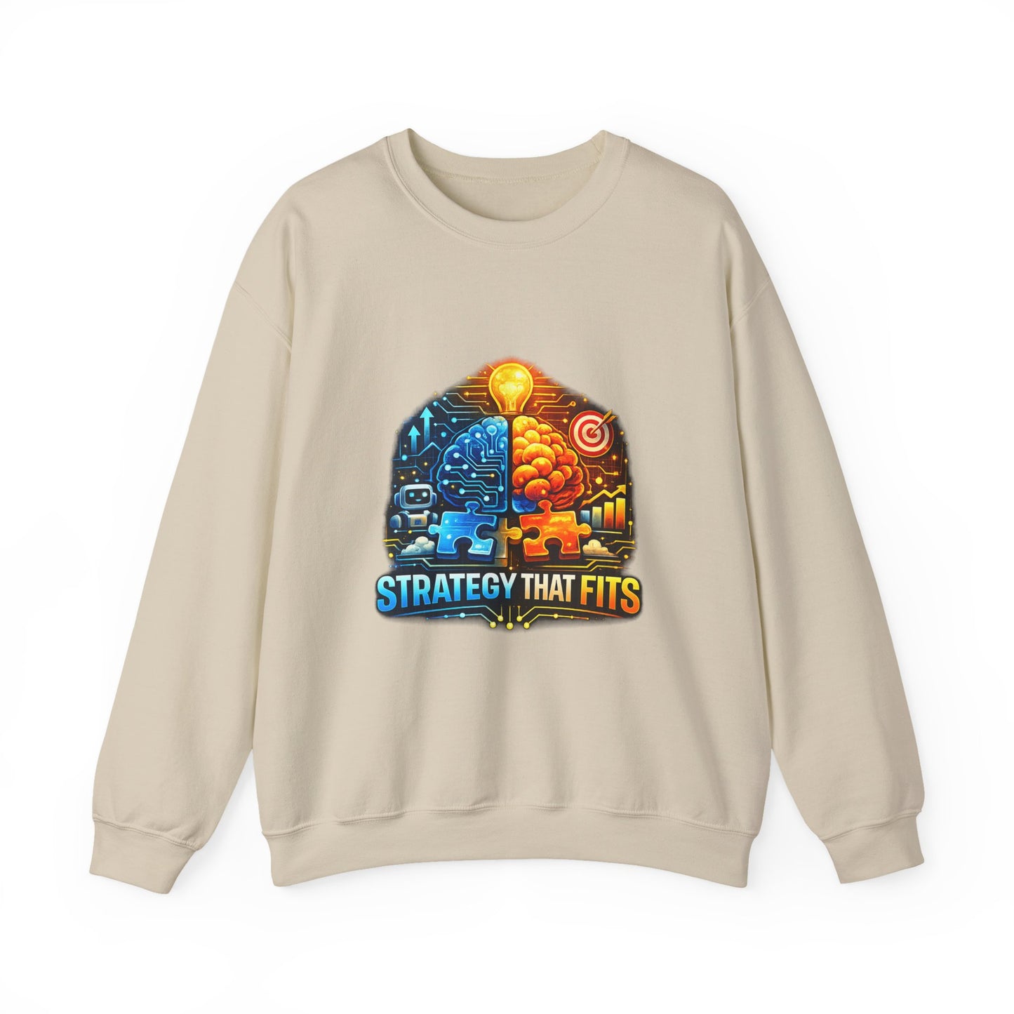 Crewneck Sweatshirt – "Strategy That Fits" Brainstorm Graphic