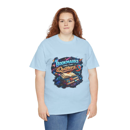 "Bookmarks Are For Quitters" Vintage Book Lover Tee T-Shirt