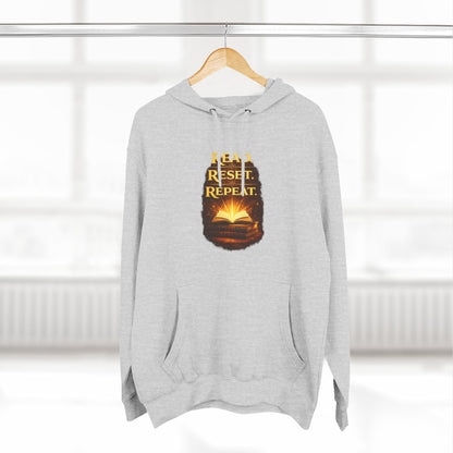 Hoodie — 'Read. Resist. Repeat.' Book Lover Graphic Pullover