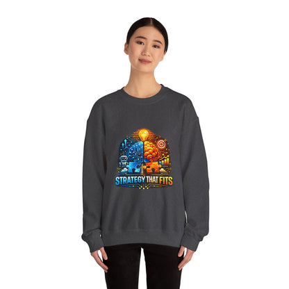 Crewneck Sweatshirt – "Strategy That Fits" Brainstorm Graphic