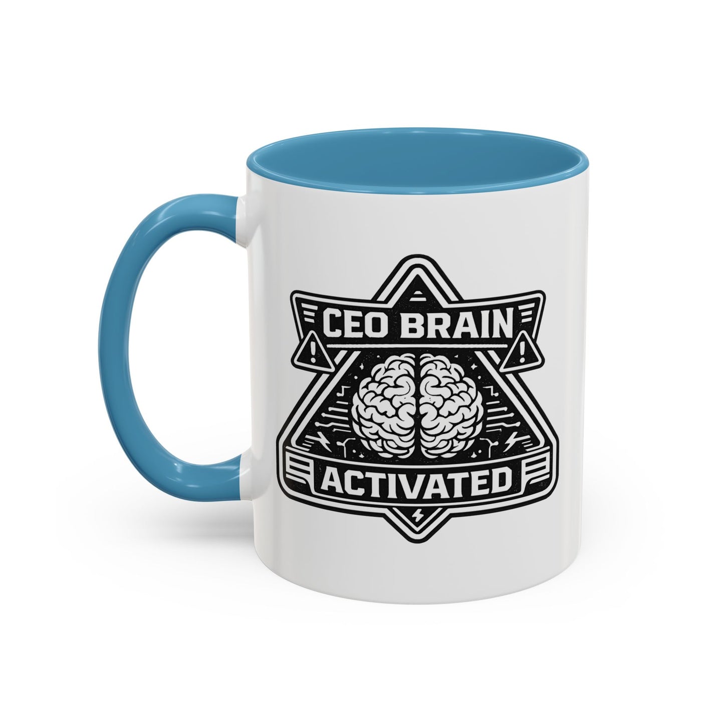 "CEO Brain Activated" Adventure Crew Coffee Mug — Retro Badge Accent 11/15oz