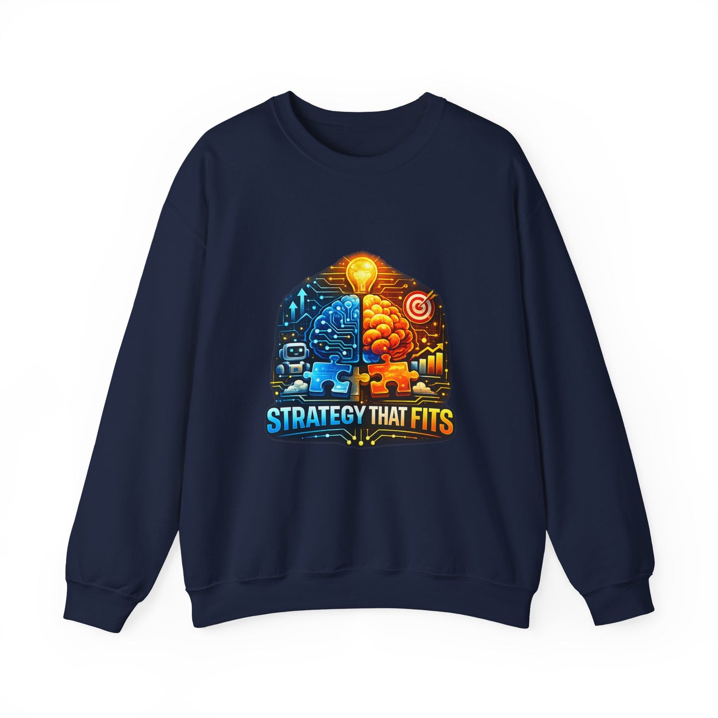 Crewneck Sweatshirt – "Strategy That Fits" Brainstorm Graphic