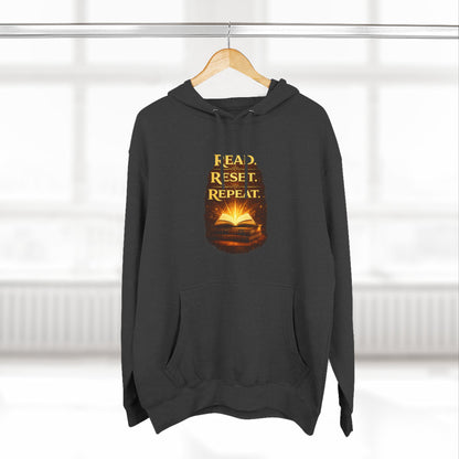 Hoodie — 'Read. Resist. Repeat.' Book Lover Graphic Pullover