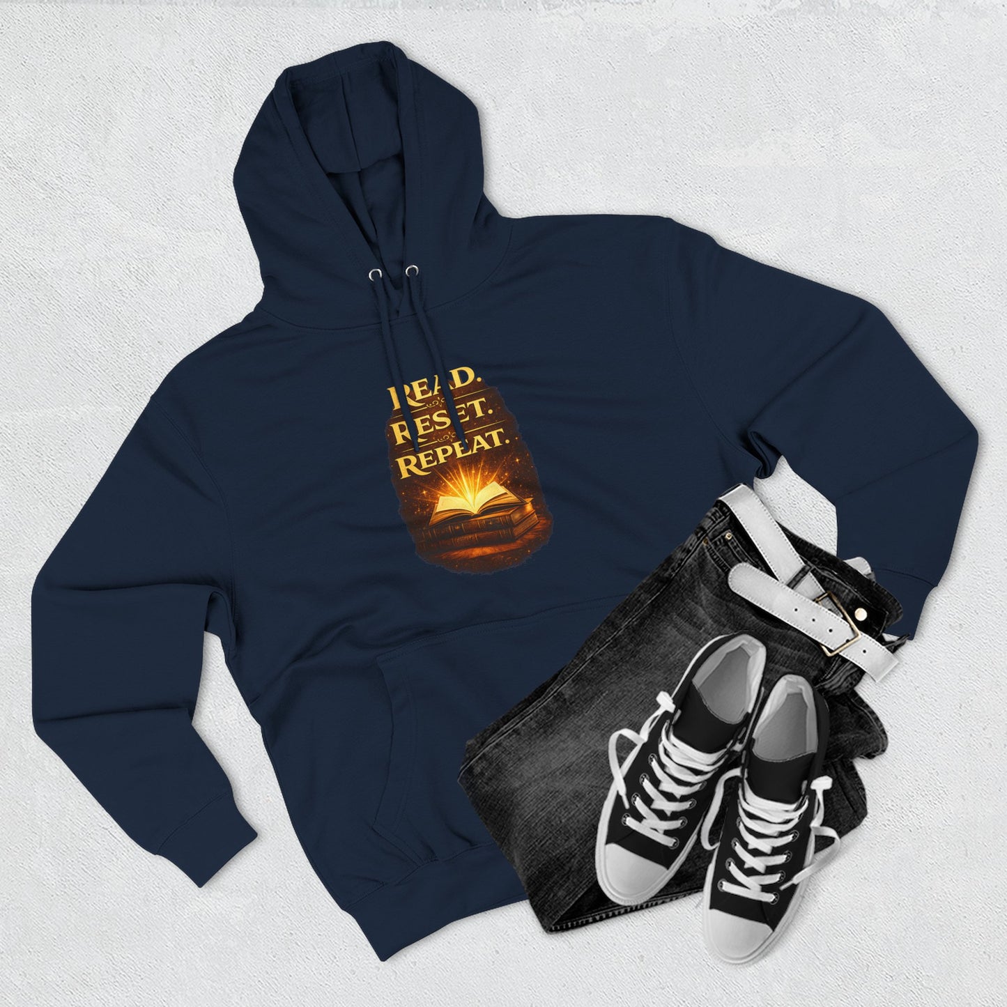 Hoodie — 'Read. Resist. Repeat.' Book Lover Graphic Pullover