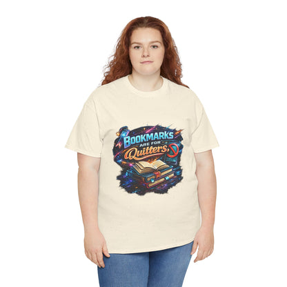 "Bookmarks Are For Quitters" Vintage Book Lover Tee T-Shirt