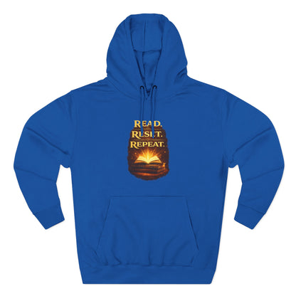 Hoodie — 'Read. Resist. Repeat.' Book Lover Graphic Pullover