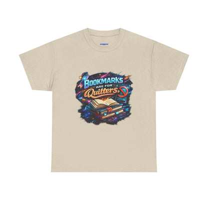 "Bookmarks Are For Quitters" Vintage Book Lover Tee T-Shirt