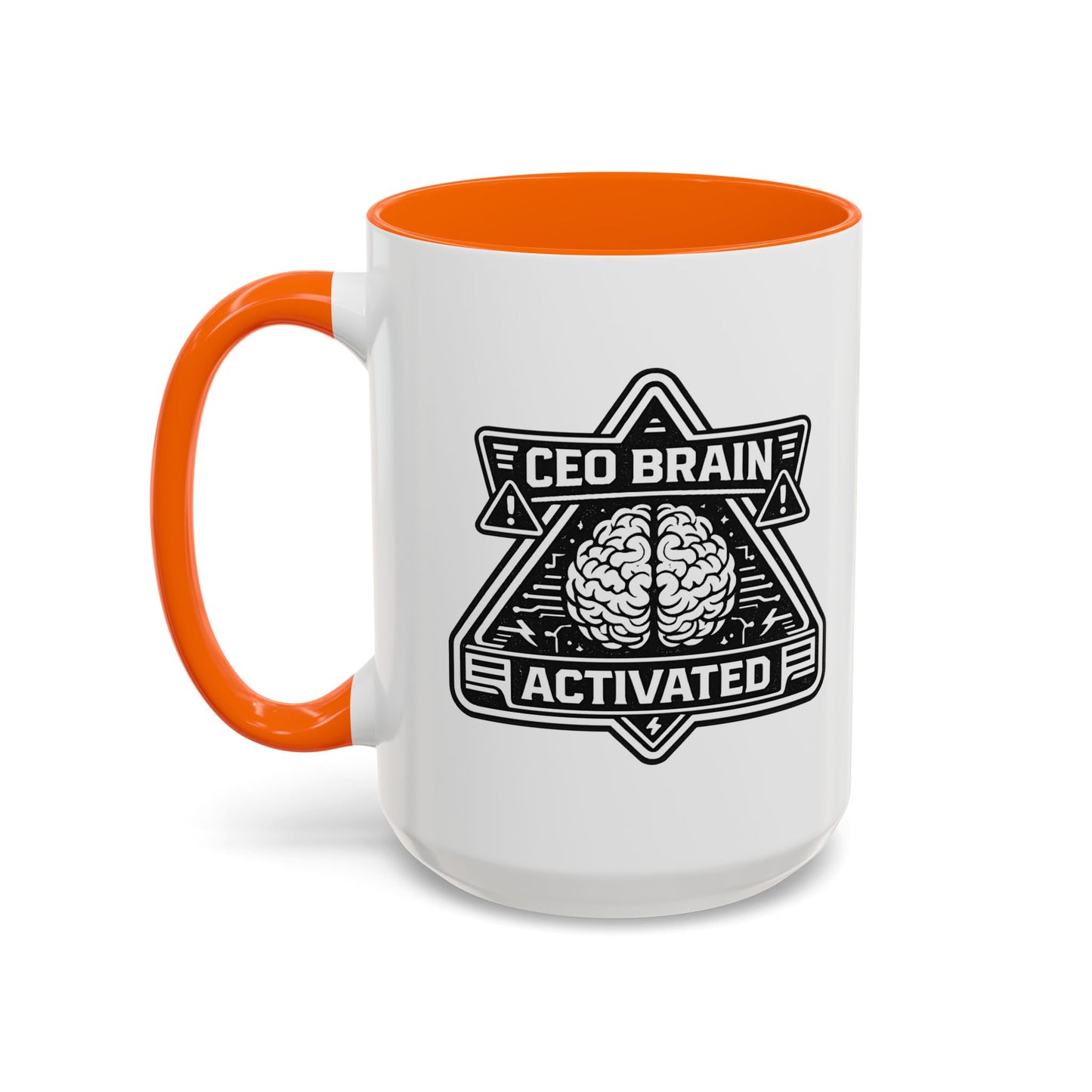 "CEO Brain Activated" Adventure Crew Coffee Mug — Retro Badge Accent 11/15oz