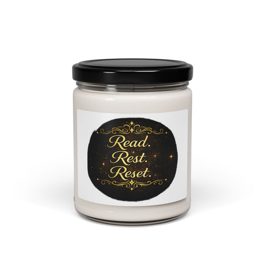 Read Rest Reset Soy Candle — 9oz Scented Relaxation Jar