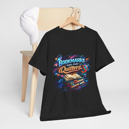 "Bookmarks Are For Quitters" Vintage Book Lover Tee T-Shirt