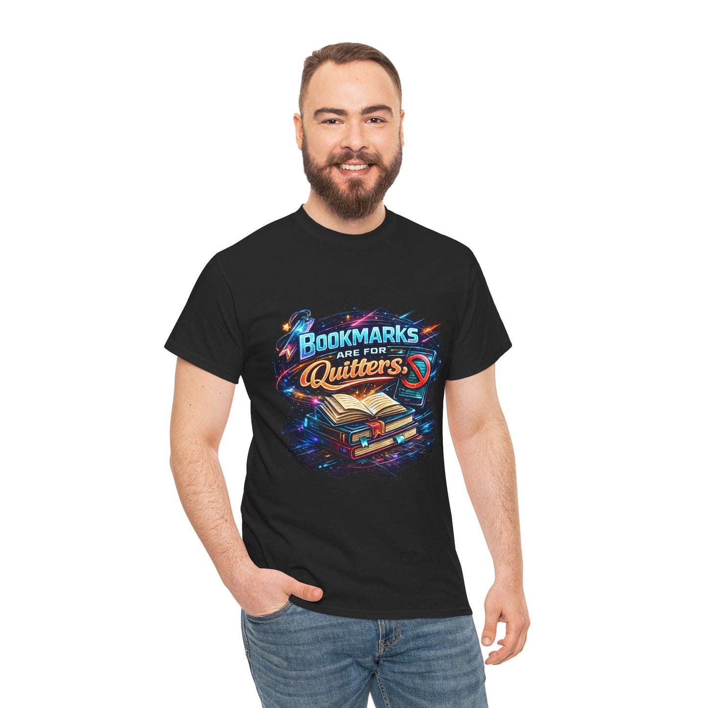 "Bookmarks Are For Quitters" Vintage Book Lover Tee T-Shirt