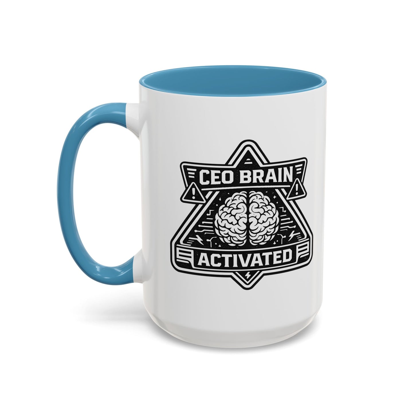 "CEO Brain Activated" Adventure Crew Coffee Mug — Retro Badge Accent 11/15oz
